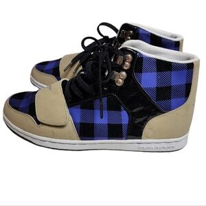 Creative Recreation Cesario sneaker. Tan and Purple black checkered. Size 8L